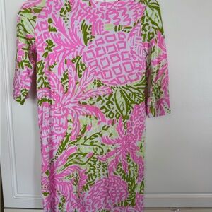 Lilly Pulitzer - Kids Floral Pink & Green Shift Dress - Women's